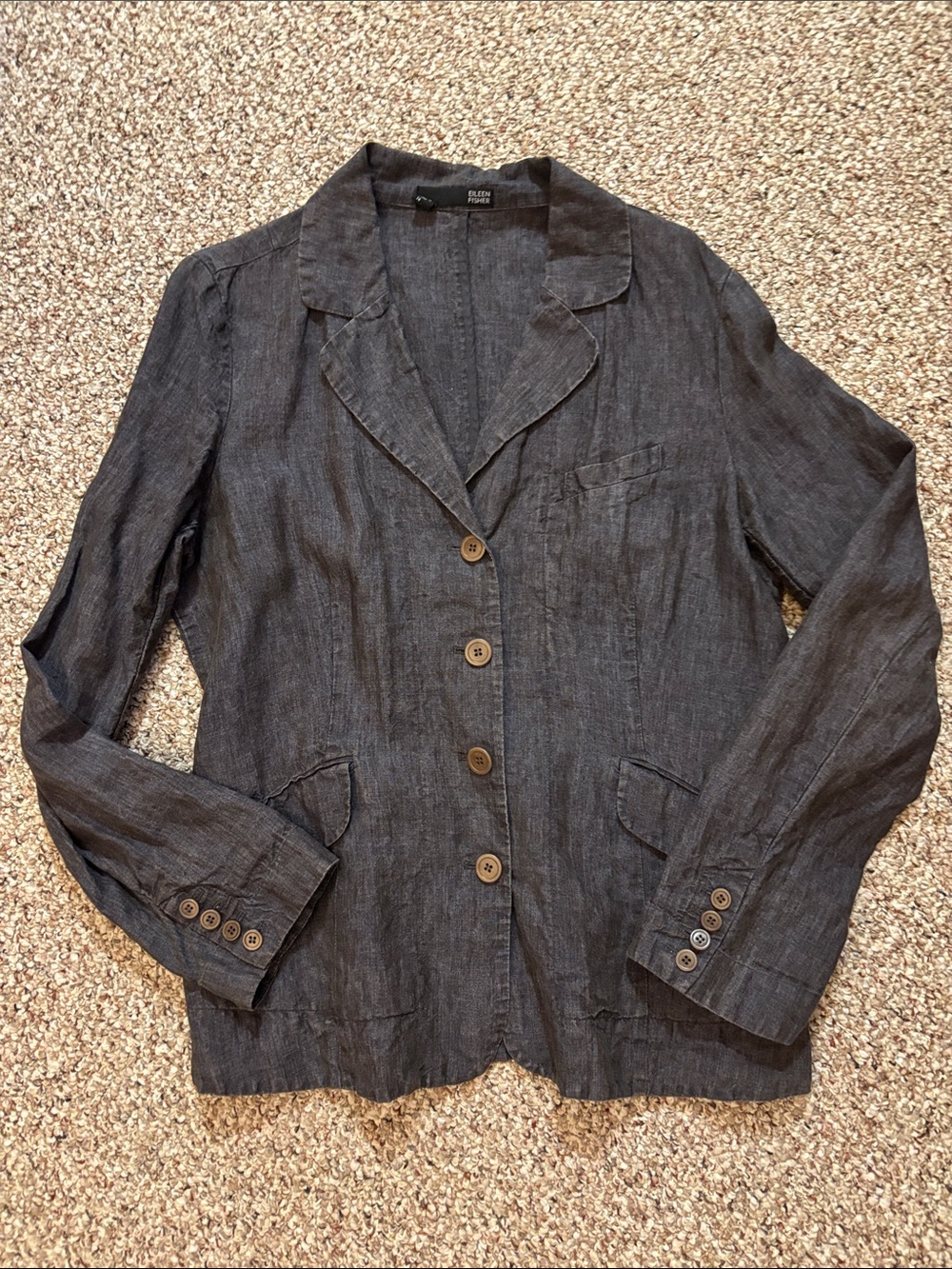 Eileen Fisher Linen Rumpled Delave Shaped Blazer - sz 14